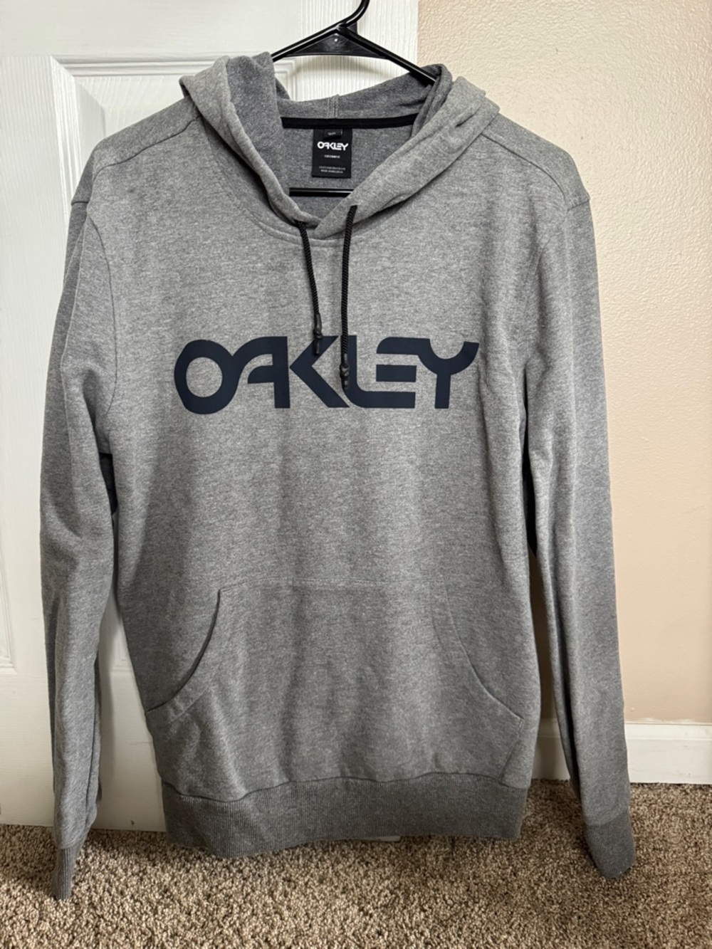 Oakley Gray Pullover Hoodie with Navy Logo